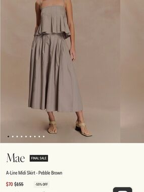 NWT Meshki A-Line Midi Skirt - Pebble Brown